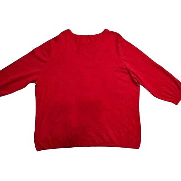 Red Sequined Sweater Womens Sz 3X Ruby Rd 3/4 Sleeve Knit Preppy Holiday - Picture 2 of 10